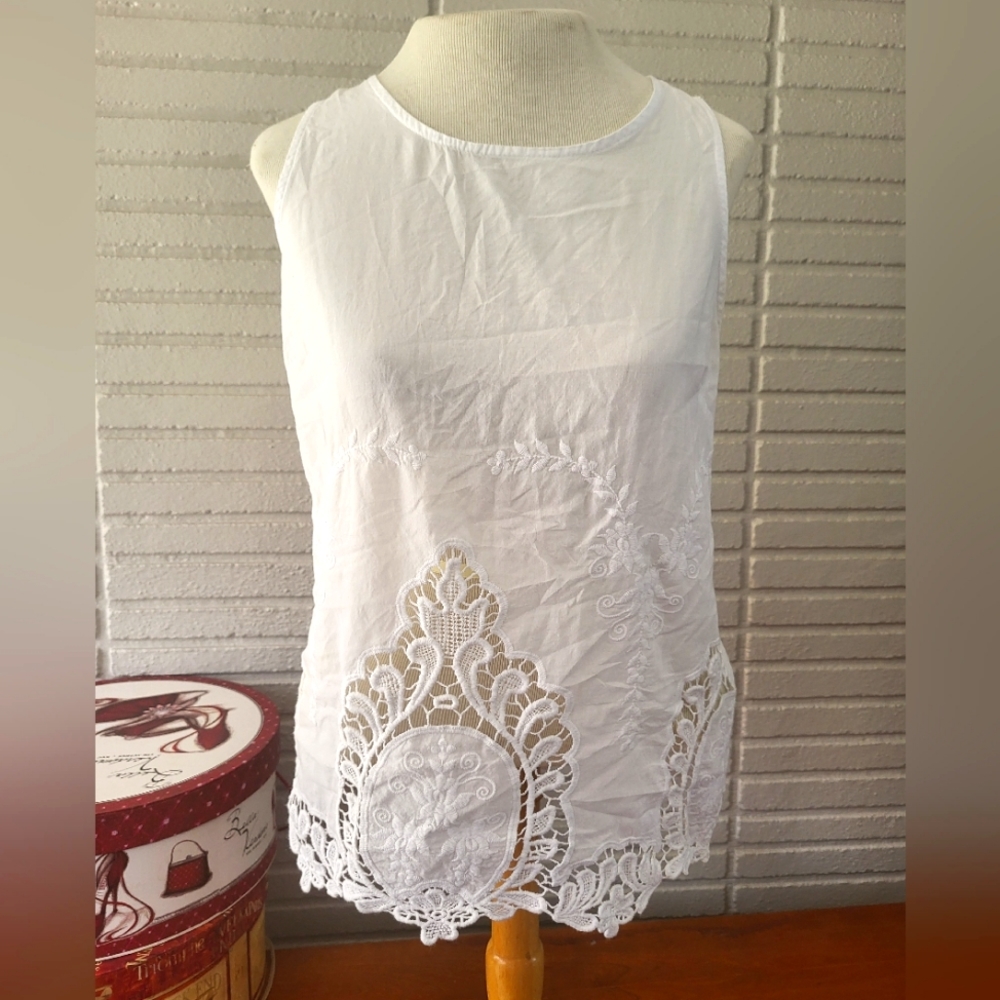 Lace Cutwork and Embroidered Blouse